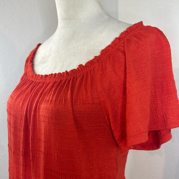 Max Studio Women's Lava Red Jersey Sleeve Tiered Short Dress Size Medium NWT - Picture 11 of 12